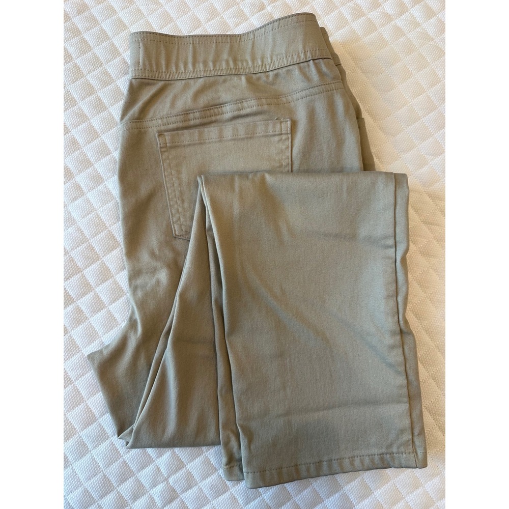 Kim Rogers Womens Size 12 Khaki Tan Pull On Stretch Straight Leg Pants Casual